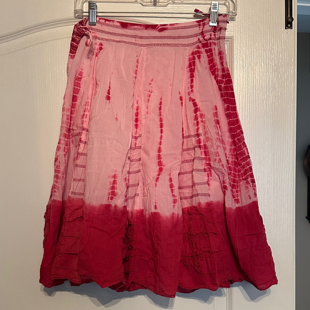 Papillon Blanc Tie-Dye Pink and White A-Line Skirt